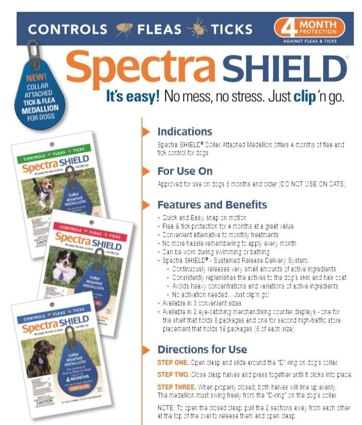 Spectra Shield Dog Flea and Tick 4 FOUR MONTH Treatment - Hooves and Paws