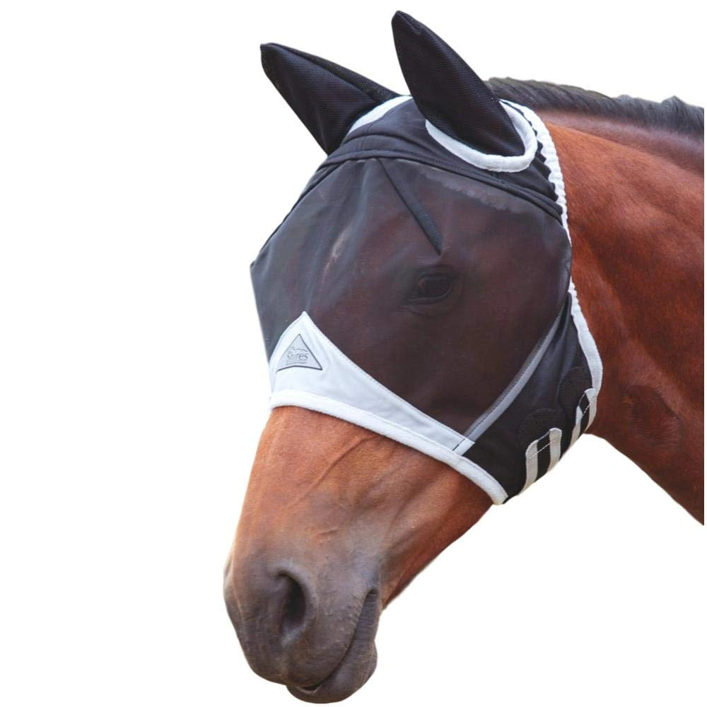 Shires Fine Mesh Horse Equine Fly Mask With Ears 60% UV Protection - Hooves and Paws