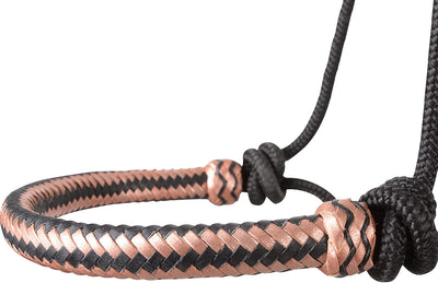 Classic Equine Braided Rawhide Noseband Rope Halter with 8 Foot Lead Rope Blk/Blkcopper (Sell out)