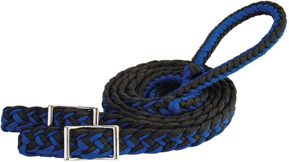 Weaver Equine Braided Nylon Barrel Reins Black/Purple/Mint - Hooves and Paws