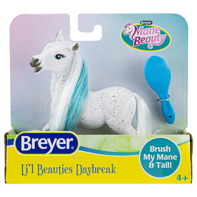 Breyer Horses Mane Beauty Li'l Beauties | Daybreak | Brushable White and Blue Mane and Tail | 4.25" L x 3.25" H |Model #7413