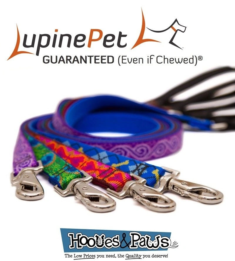 Dog Leash Lupine Pet Lifetime 6 Foot Lead 3/4" or 1" Puppy Original Designs - Hooves and Paws