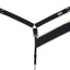 Black leather choker with a brand logo on a white background