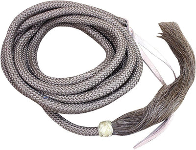 Weaver Leather Braided Nylon Horse Mecate with Horsehair Tassel and Rawhide Button - 1/2" x 23' Tan