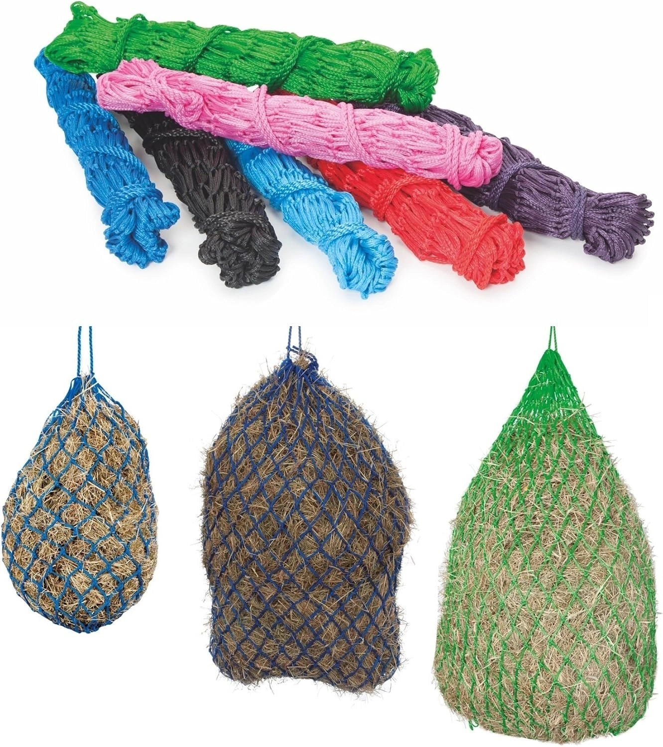 Shires Heavy Duty Hay net 50" with 2" Mesh Holes Black Horse Haylage Feeder