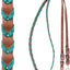 Martin Saddlery 5/8" Horse Harness Leather Barrel Reins with Turquoise Latigo Lacing - 5/8" Width