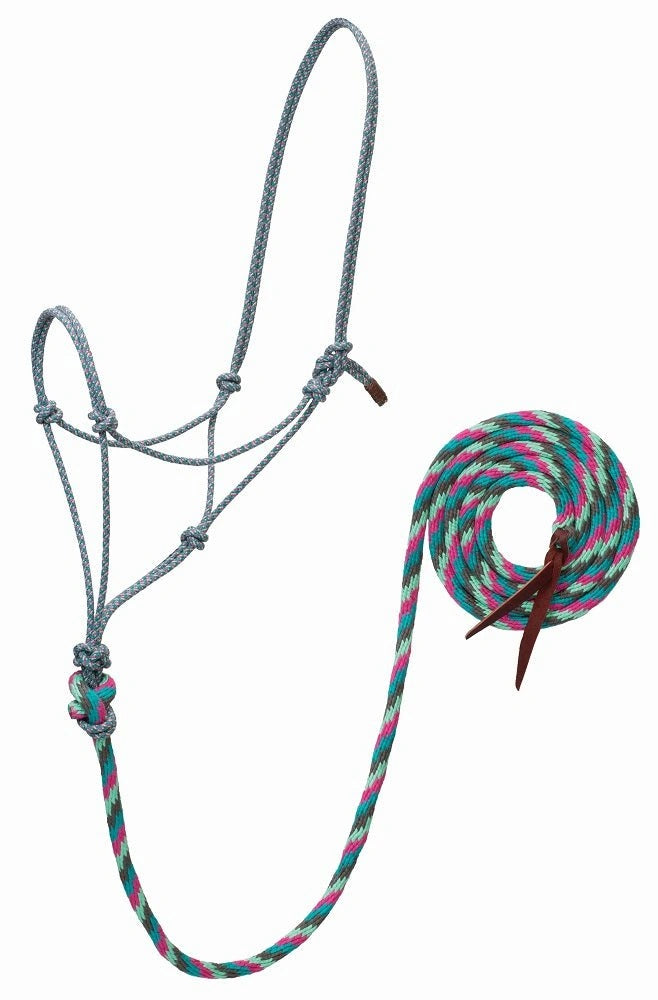 Weaver Leather Bamboo Ecoluxe Horse Equine Average Rope Halter with 10' Lead - Hooves and Paws