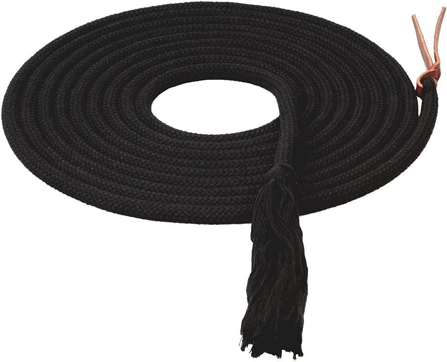 Weaver Leather EcoLuxe Bamboo Round Mecate Horse Lead - 1/2" x 22', Black - Soft Eco-Friendly Training Rope