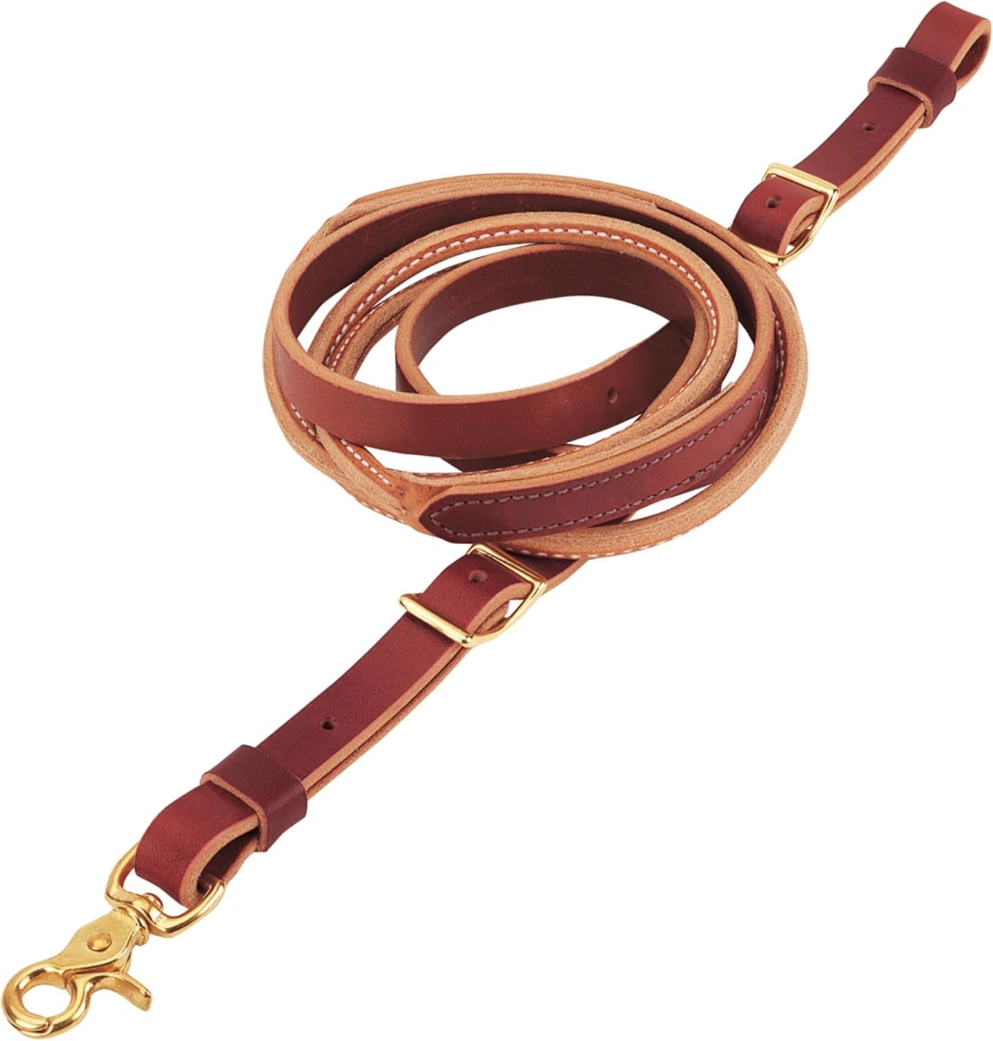 Weaver Leather Hermann Oak Russet Harness Leather Round Roper Reins - 3/4" x 8' with Solid Brass Snap