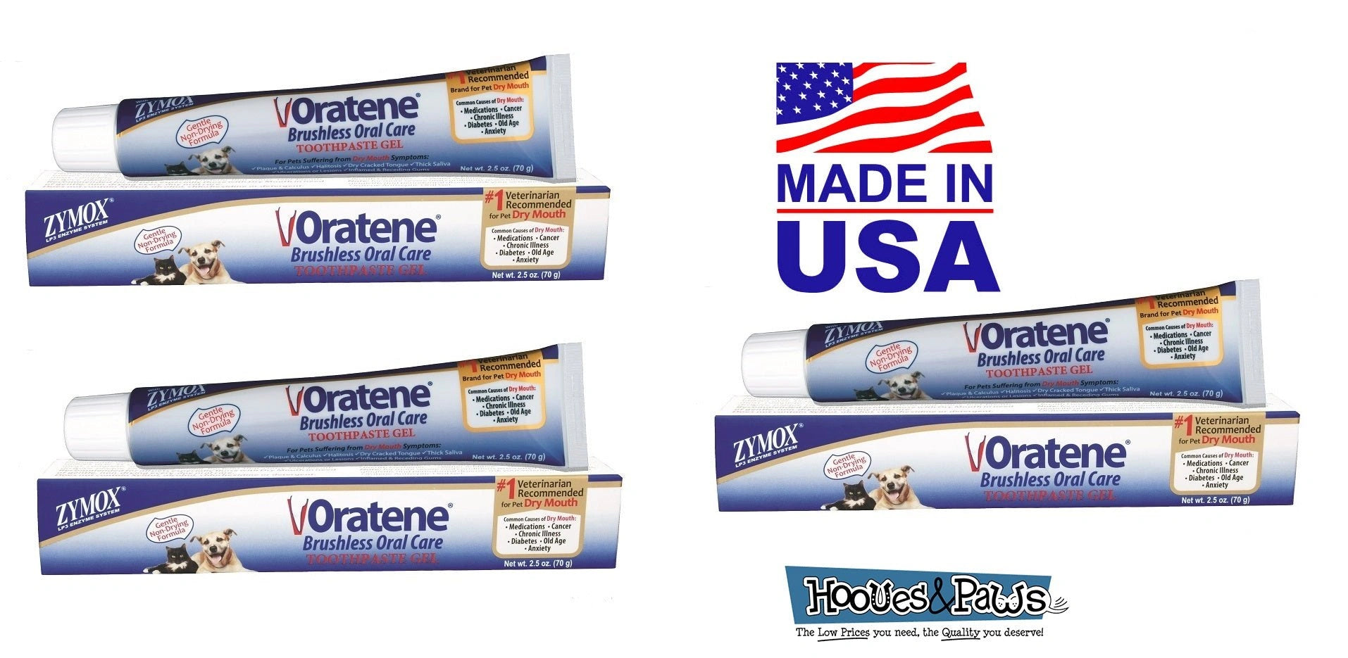 Zymox Oratene Brushless Oral Gel Toothpaste Formula Pet Dog 2.5 oz Tube - Hooves and Paws