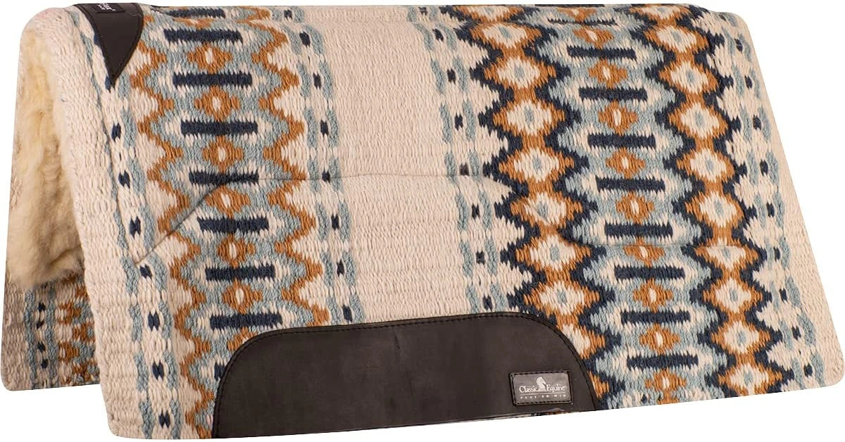 Classic Equine Sensorflex Wool Straight Top Saddle Pad, 3/4 - inch Thick 32 - inch x 34 - inch - Hooves and Paws