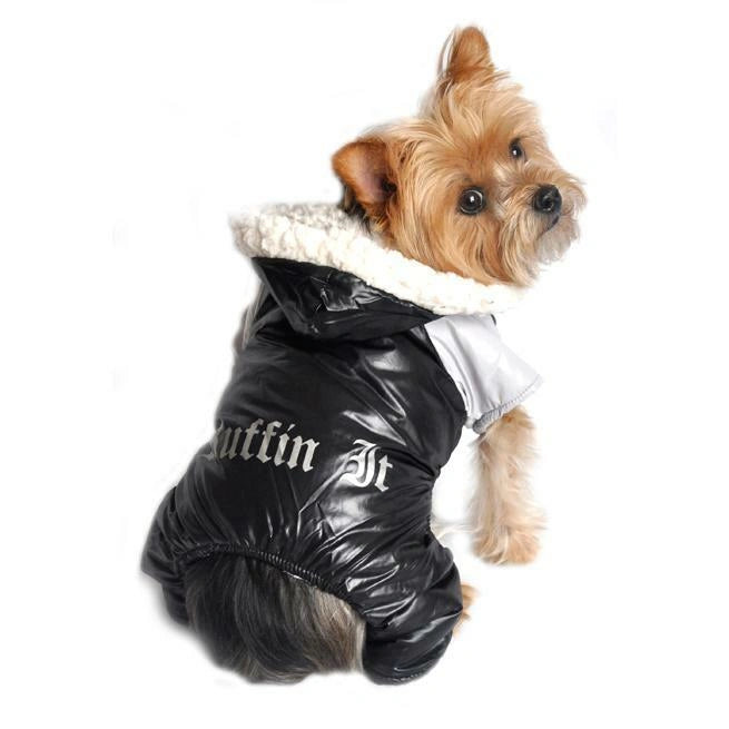 Doggie Design Lined Water Repellent Black and Grey Ruffin It Snow Suit Warm Outdoor Jacket - Hooves and Paws