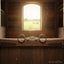 Myler MB 04 Loose Ring Snaffle Bit on a rustic wooden stable door, with a sunny stable interior and distant horses in a green pasture visible through a window, highlighting comfort and riding performance.