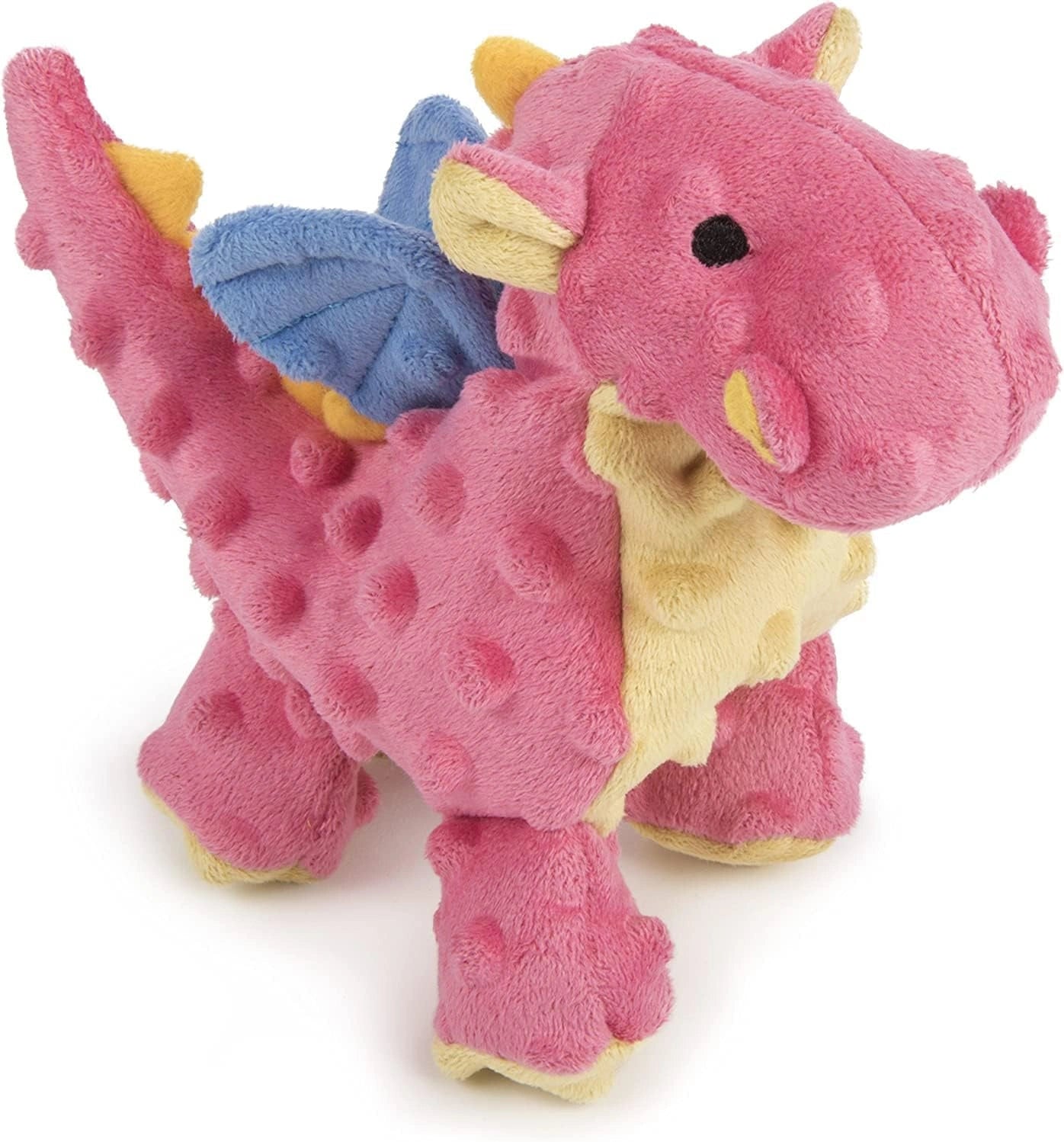 goDog Bubble Plush Dragons Squeaky Dog Toy, Chew Guard Technology - Coral, Small (Sell out)