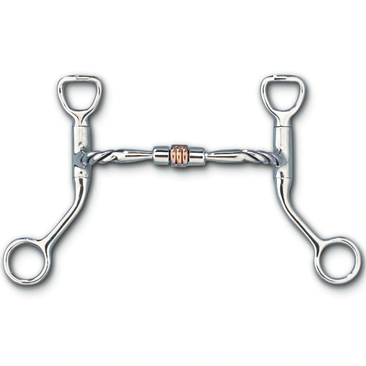 Myler Hbt Shank With Sweet Iron Twisted Comfort Snaffle With Copper Roller Tom Thumb 5 Inch Mouth Stainless Steel Copper Inlay Mb 03t - Hooves and Paws