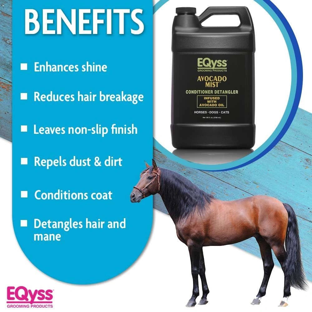 EQyss Avocado Mist Horse Detangler & Coat Conditioner: Shine, Anti-Static, Dust Repellent 32oz (Sell out)