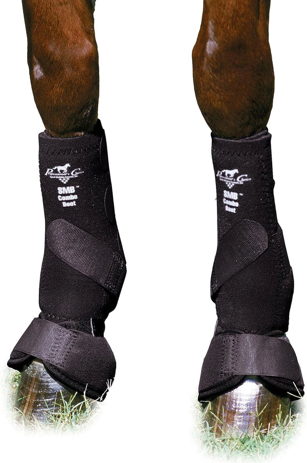 Professional's Choice SMB Combo Front Boots - Medium, Black - 360 Degree Leg Protection with UltraShock Lining