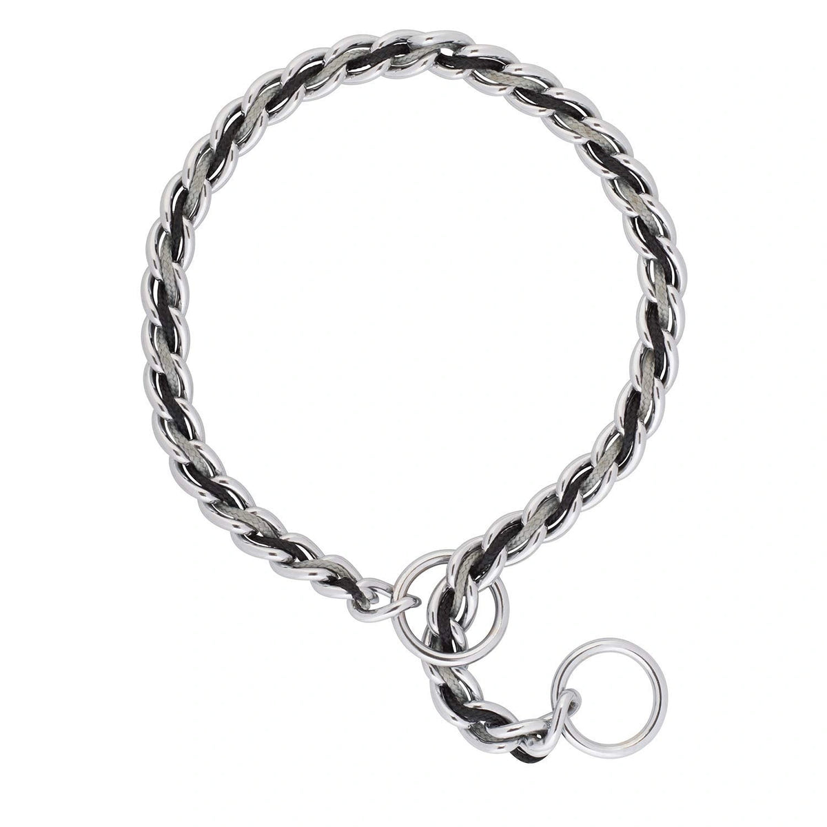 5paws Chain Weaver Leather Laced Chain Slip Collar for Dogs