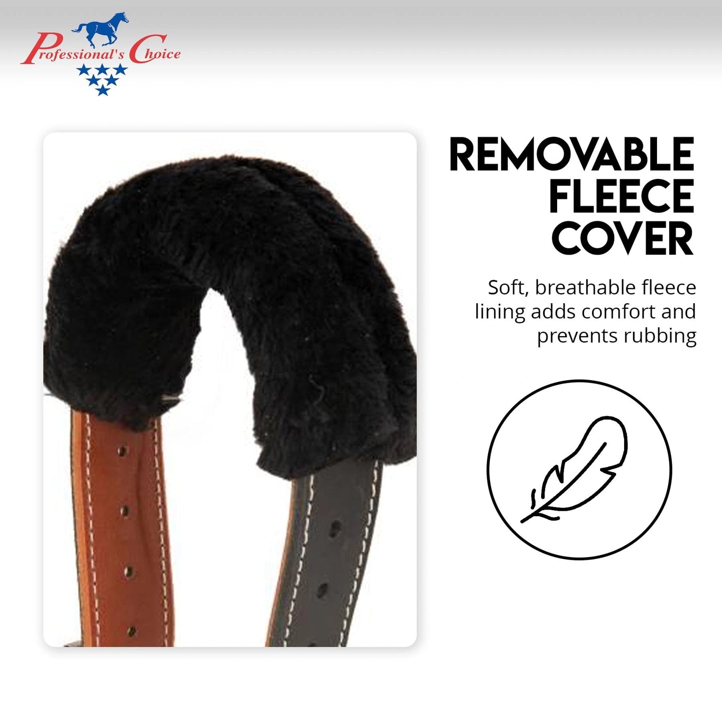 Professional's Choice Dare Cribbing Collar - Reversible Leather with 1 3/4" Wide Strap and Fleece Cover