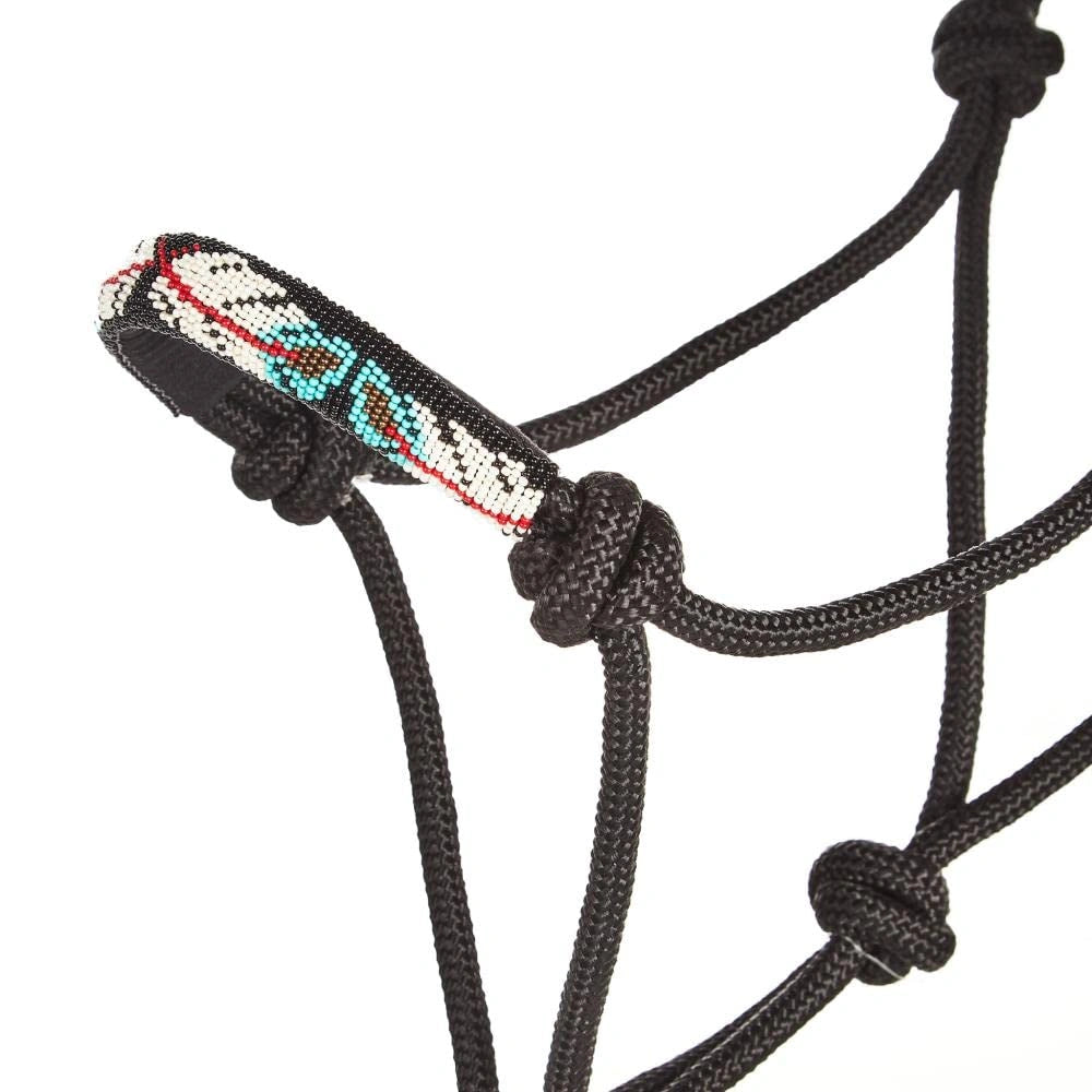 Professional's Choice Beaded Rope Halter | Intricate Beadwork on The Noseband | 7 Foot Matching Lead - Hooves and Paws