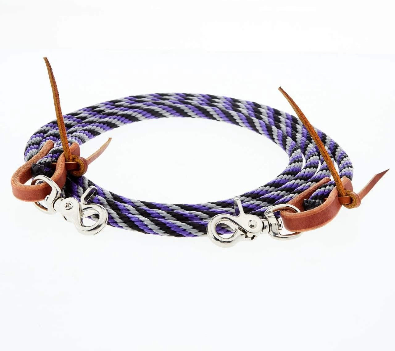 Professional's Choice Schutz Poly Roper Reins - 3/8" x 8' Poly Rope with Scissor Snaps & Leather Loops