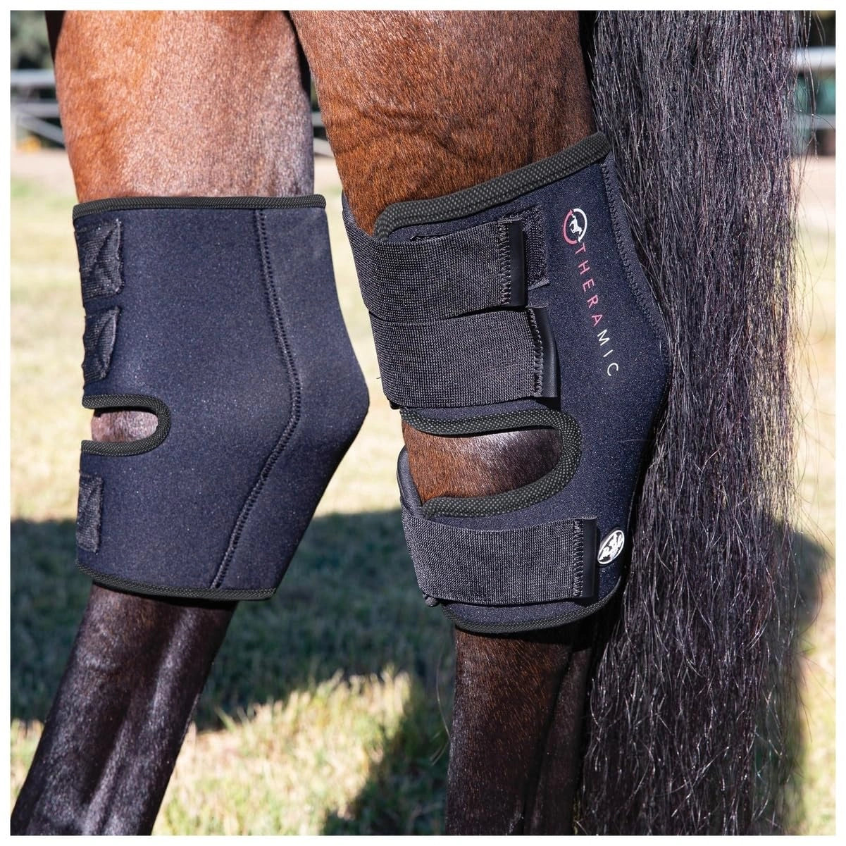 Professional's Choice Theramic Hock Boots - Black/Charcoal - Ceramic Infrared Therapy Recovery Boots - Pair