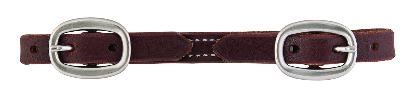 Weaver Leather Cowboy Curb Strap - 4-1/2" Single Flat Link Chain, Heavy Harness Leather, Stainless Steel Hardware