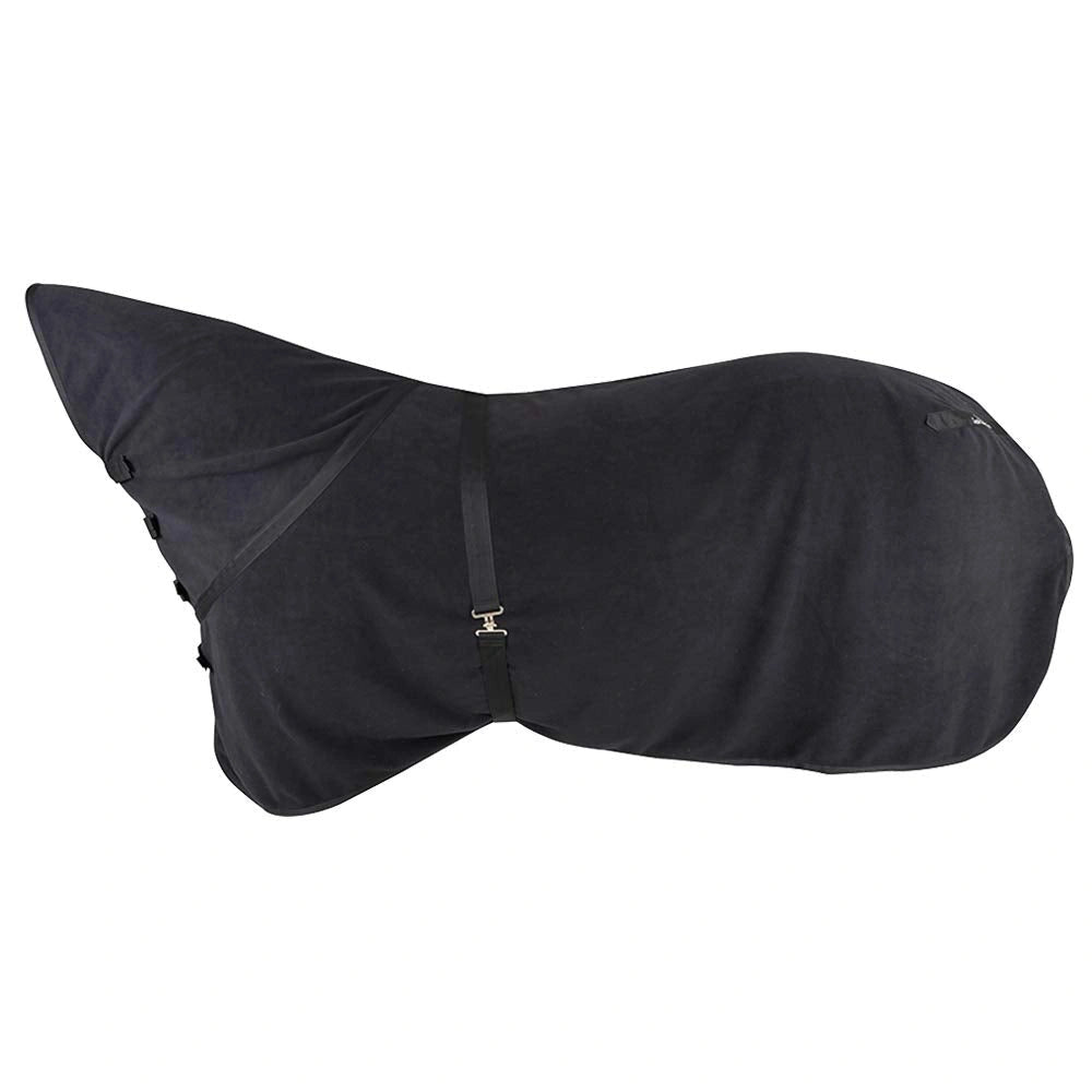 Classic Equine Polar Fleece Cooler Premium - Black - Moisture-Wicking Horse Cooler with Horn Slit - Multiple Sizes