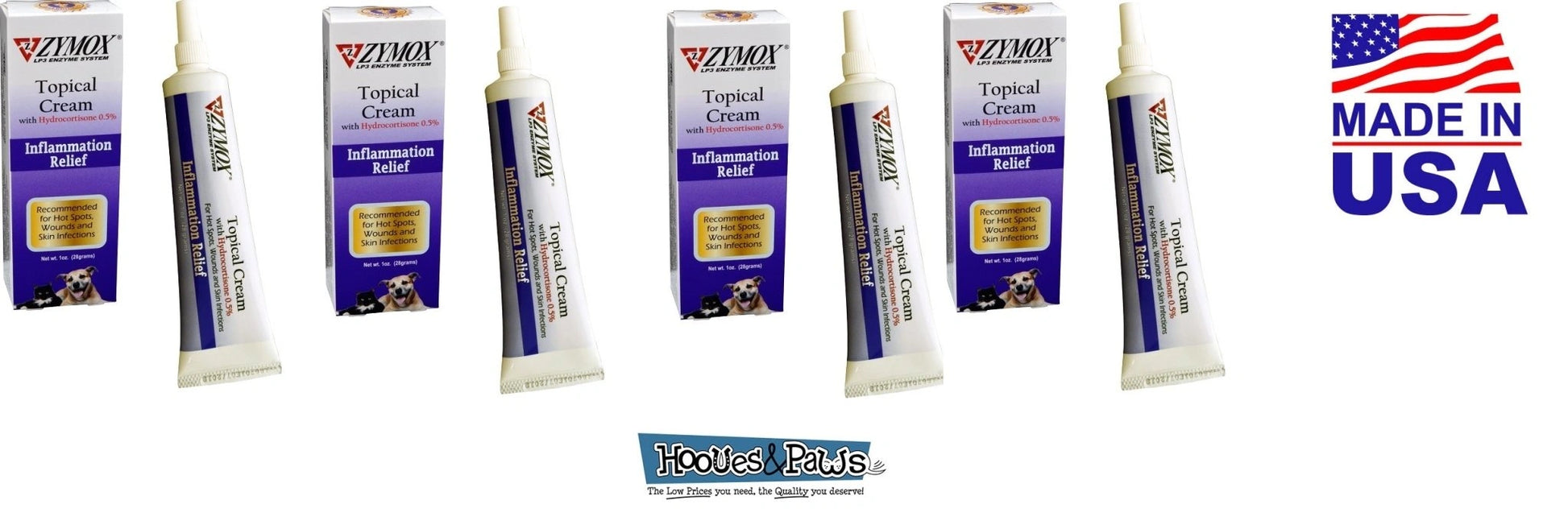 Zymox Topical Cream Pet Dog For Hot Spots and Skin Infections Relief 1 oz Tube - Hooves and Paws