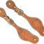 Weaver Leather Floral Carved Ladies' Chestnut Leather Spur Straps - Pony Size, Stainless Steel