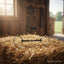 Myler MB 09 Sweet Iron Loose Ring Snaffle Bit lying on a hay bale in a rustic barn.