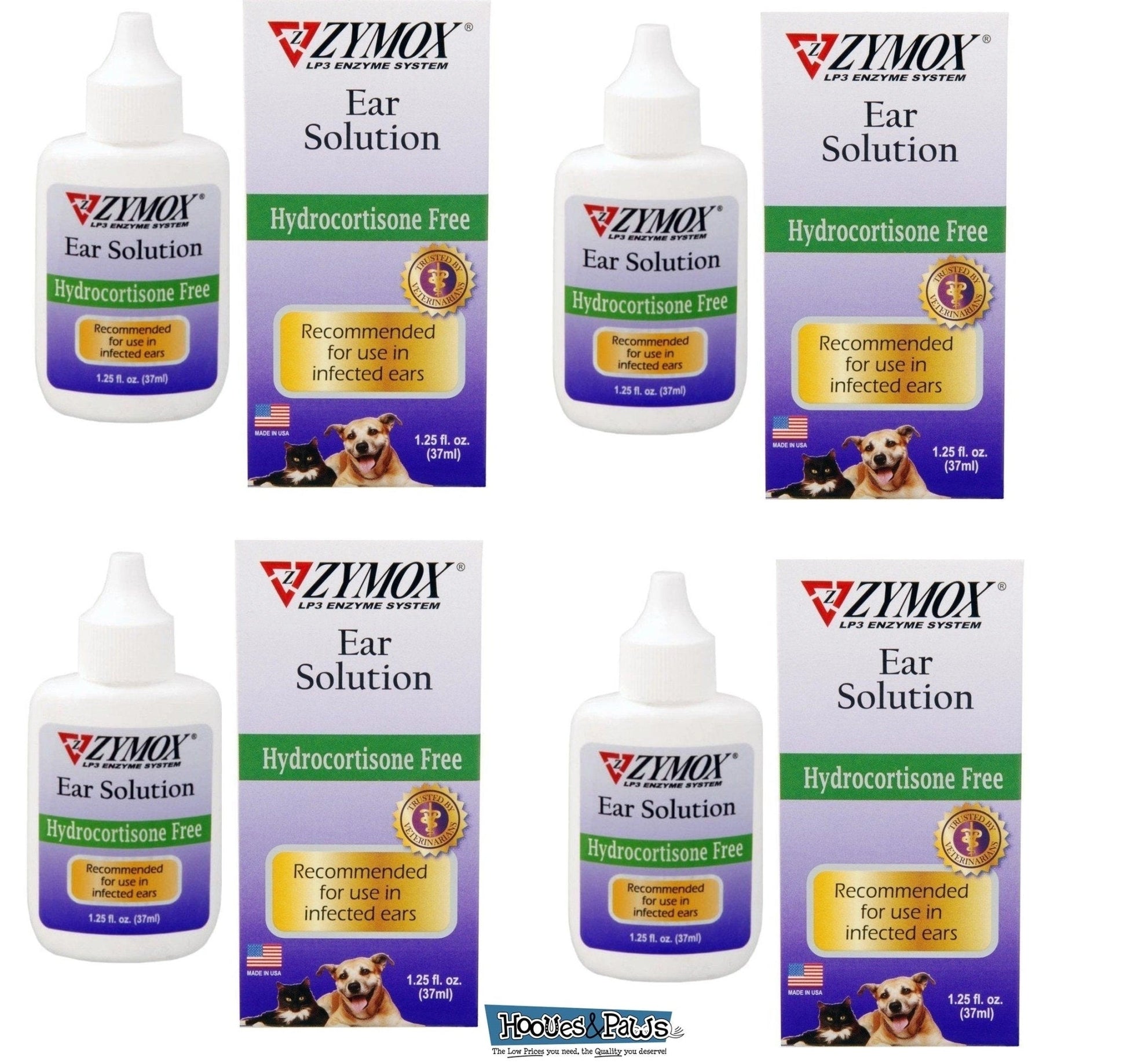 Zymox Otic Dog Pet Ear Treatment Hydrocortisone Free 1.25 oz - Hooves and Paws