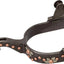 Weaver Leather Ladies' Spurs with German Silver Floral Trim and Copper Dots - 2" Shank, 3/4" Band, 10 Point Rowel