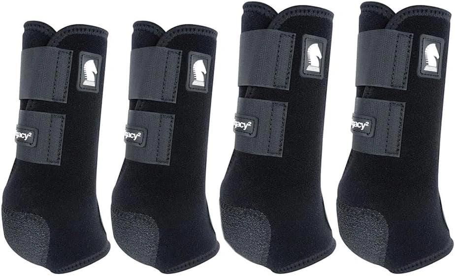 Classic Equine Small Legacy2 Horse Front Hind Sports Boots 4 Pack Black