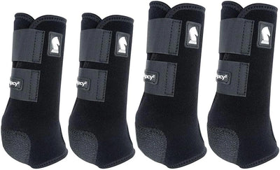 Classic Equine Small Legacy2 Horse Front Hind Sports Boots 4 Pack Black