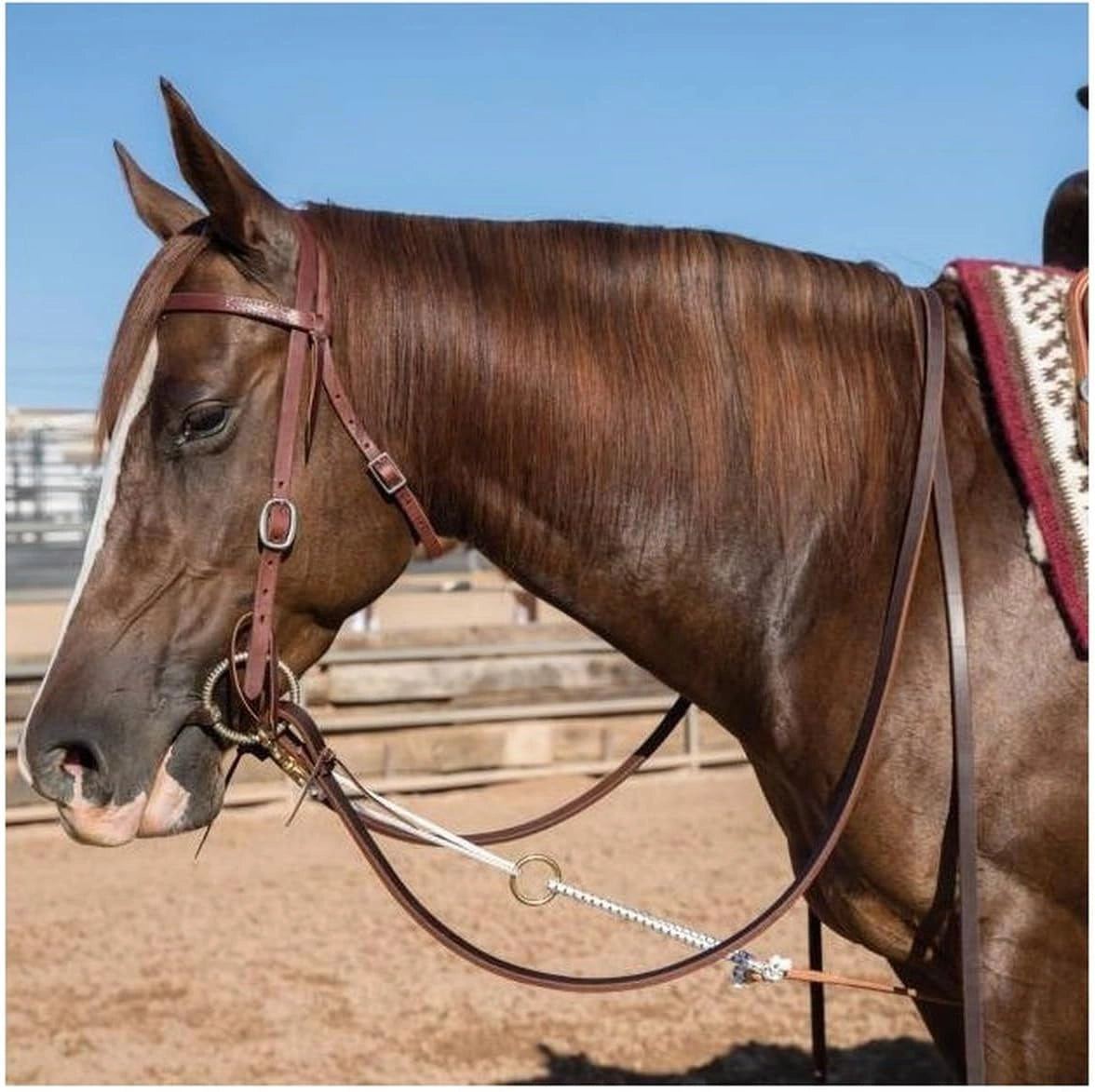Professional's Choice Al Dunning Headsetter Yoyo Bungee Cord Center Snap - Harness Leather & Nylon Brown AD8068