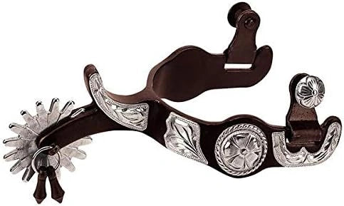 Weaver Leather Equine Show Spurs - German Silver Trim, 2-1/4" Shank, 1-1/2" Band, 16-Point Rowel with Jingle Bob
