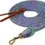 Weaver Leather Poly Cowboy Lead with Swivel Snap & Leather Popper - 5/8" x 10' - Dark Purple/Sky Blue/Lime Green