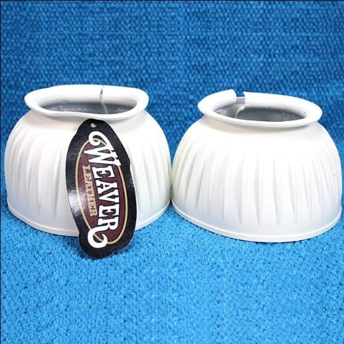 Weaver Leather Equine Double Hook and Loop Bell Boots, White - Hooves and Paws