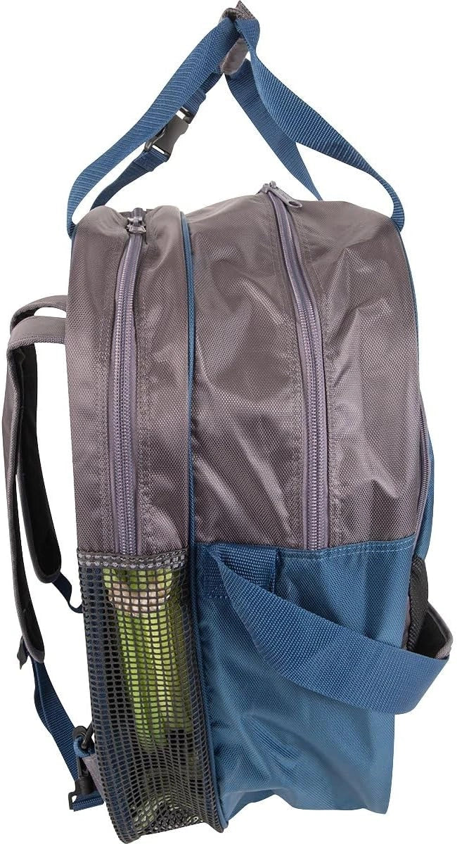 Classic Equine Super Deluxe Rope Bag - Holds 9 Ropes - Padded Backpack & Shoulder Straps - Navy Grey