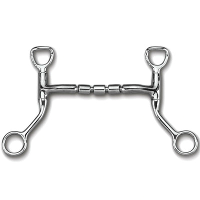 Myler Hbt Shank With Sweet Iron Mullen Triple Barrel Tom Thumb Snaffle 5 Inch Mouth Copper Inlay Mb 32 - 3 - Hooves and Paws