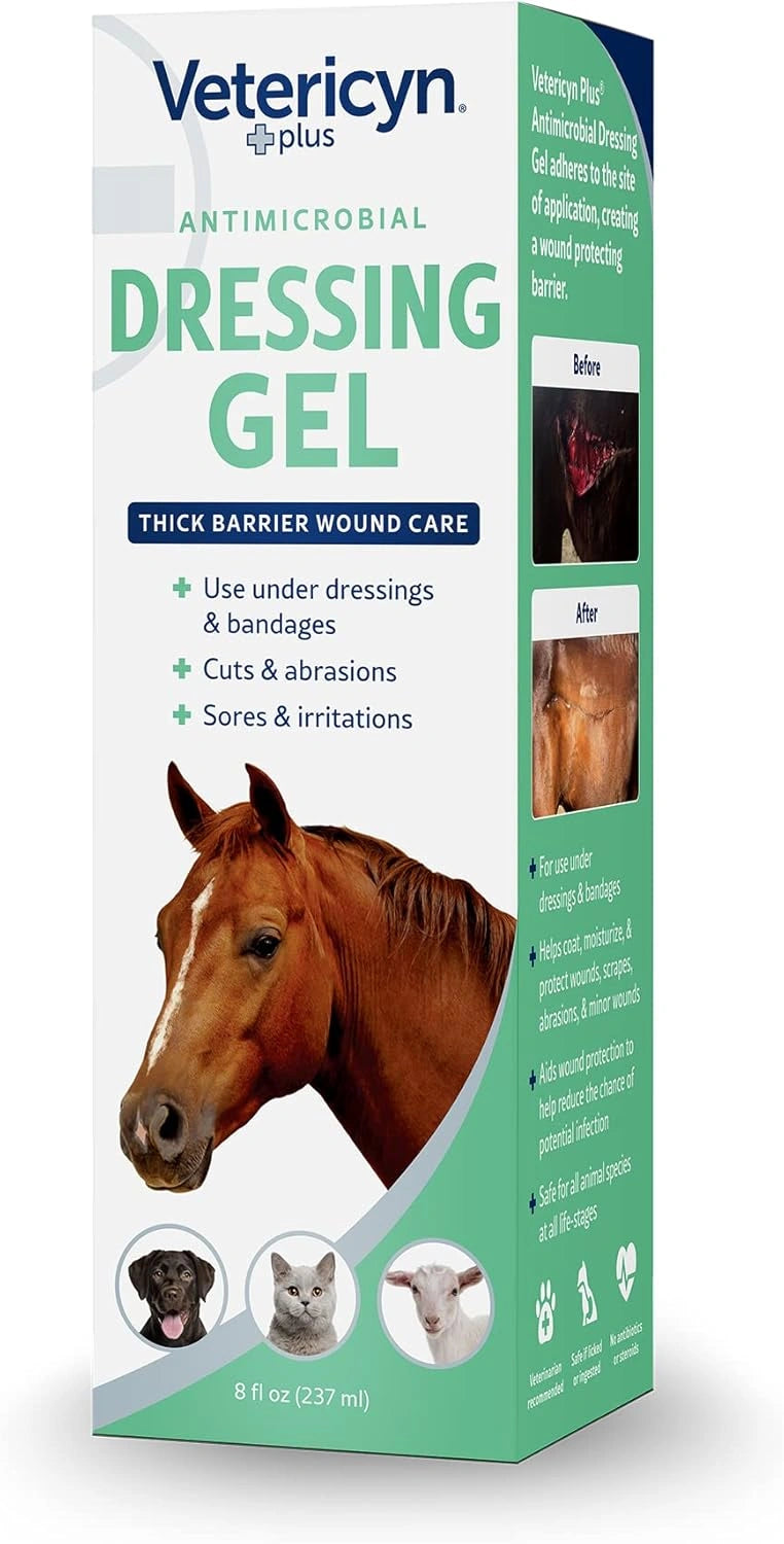 Vetricyn Plus Wound Dressing Gel - Advanced Wound Care & Healing Barrier for Dogs, Cats, Horses - 8 oz