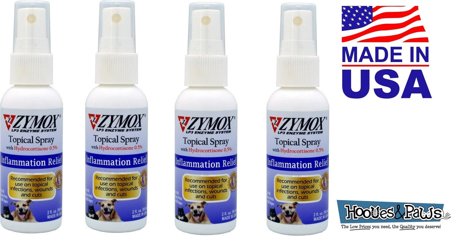 Zymox Topical Spray Pet Dog For Hot Spots and Skin Infections Relief 2 oz - Hooves and Paws