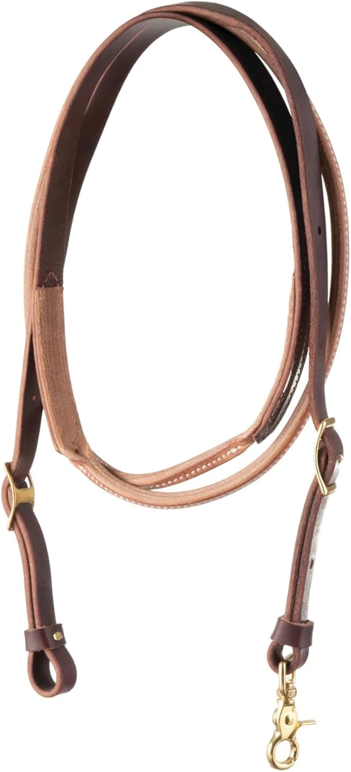 Weaver Leather Hermann Oak Russet Harness Leather Round Roper Reins - 3/4" x 8' with Solid Brass Snap