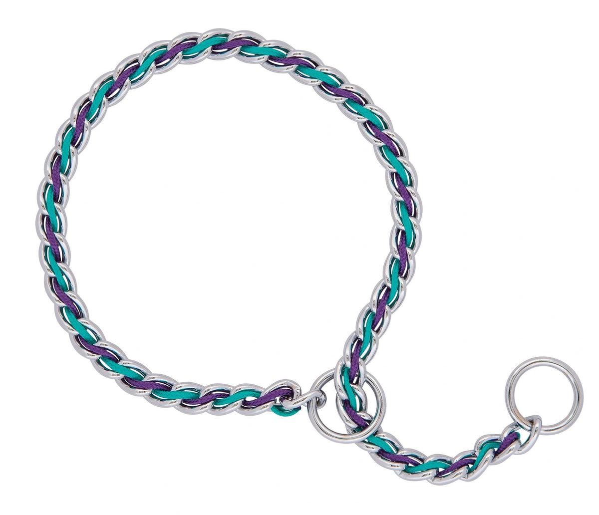 5paws Chain Weaver Leather Laced Chain Slip Collar for Dogs
