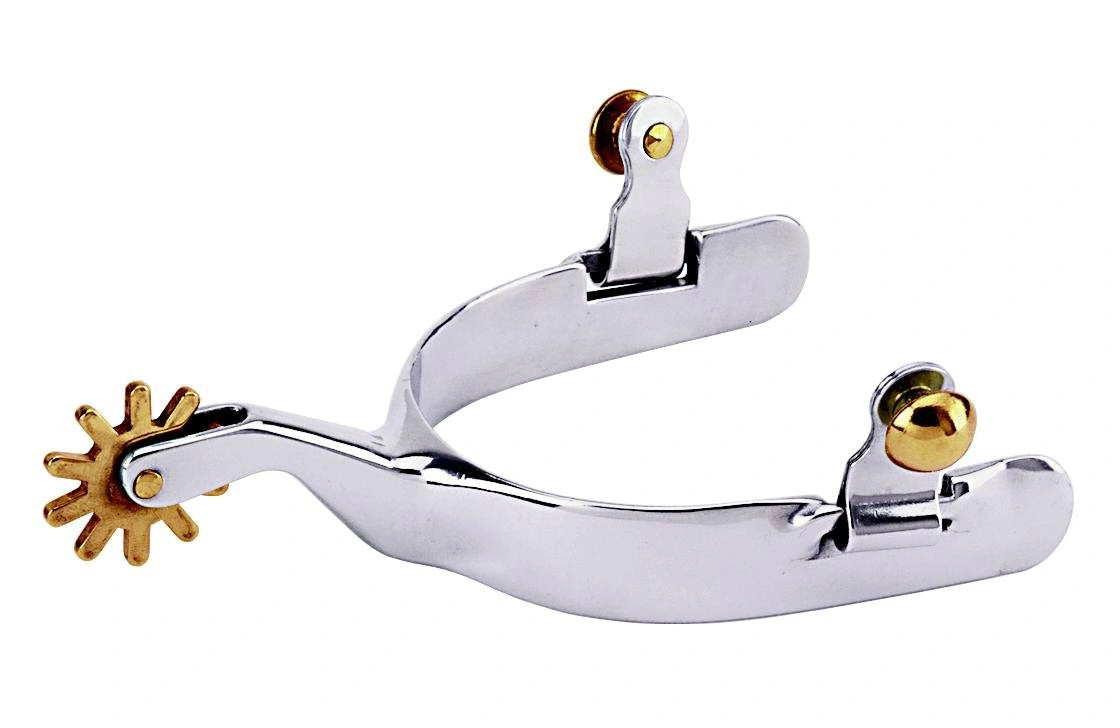 Weaver Leather Ladies' Stainless Steel Spurs - 2-3/4" Shank, 10 Point Brass Rowel, 1-1/2" Band