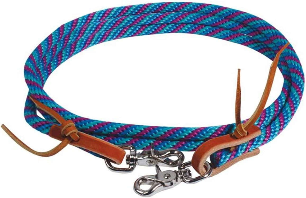 Professional's Choice Schutz Poly Roper Reins - 3/8" x 8' Poly Rope with Scissor Snaps & Leather Loops