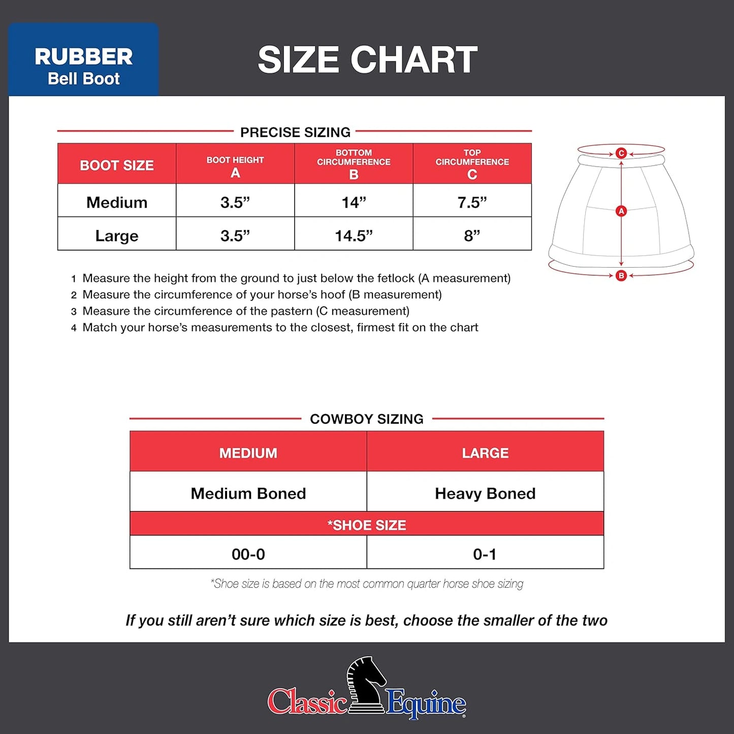 Classic Equine Rubber Pull-On Bell Boots - Black - Double Thick Bottom - Multiple Sizes
