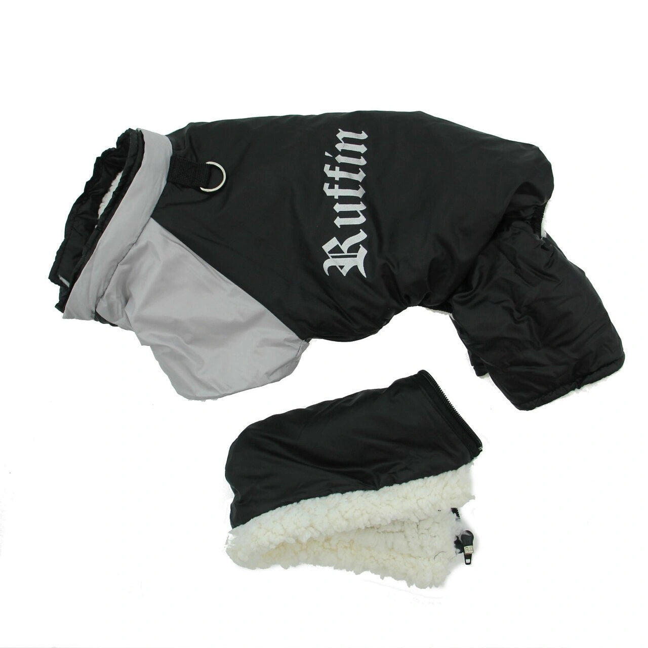 Doggie Design Lined Water Repellent Black and Grey Ruffin It Snow Suit Warm Outdoor Jacket - Hooves and Paws