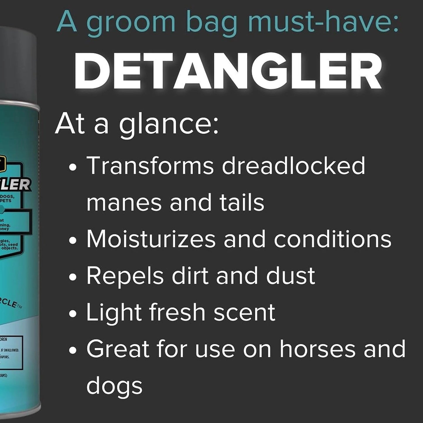 Pyranha Detangler Spray for Horses & Pets - Professional Conditioning & Shine - 10 oz Aerosol